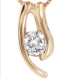 14k solid yellow gold necklace with pend.